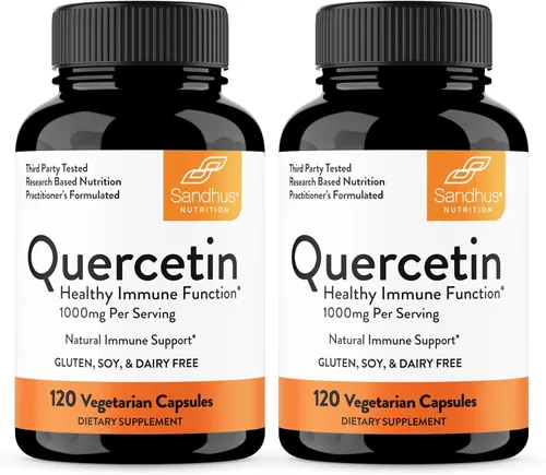 Vista 14 de Quercetina 500mg Cápsulas vegetarianas 120 unidades 1000 mg por porción de 2 cápsulas Suplementos de apoyo inmunológico para respiratorio, salud