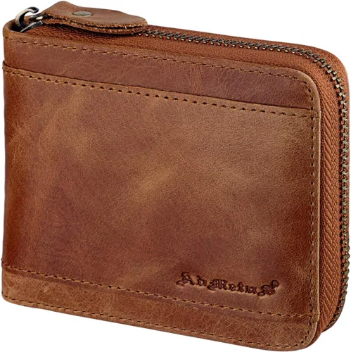 Vista 42 de Admetus Billeteras con bloqueo RFID para hombre, billetera de cuero con cremallera para hombres con tarjetero RFID plegable