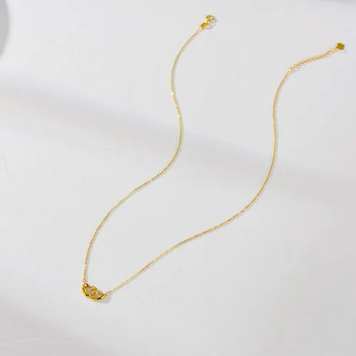 Vista 5 de SISGEM - Collar de oro de 18 quilates con doble corazón para mujer grabado en oro fino regalo para ella 172in