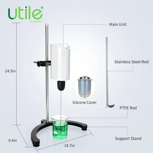 Vista 2 de Utile Mezclador agitador de arriba digital para laboratorio, alimentos