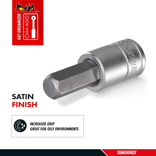 Vista 5 de Teng Tools Enchufe hexagonal de cromo vanadio métrico de 1/2 pulgada de 0.197 in Herramienta mecánica Herramienta de mano - M121505-C