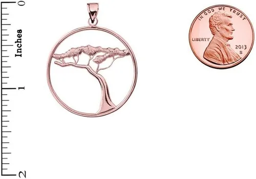 Vista 2 de Unique 10 K Rose Gold japonés Bonsai Árbol Colgante
