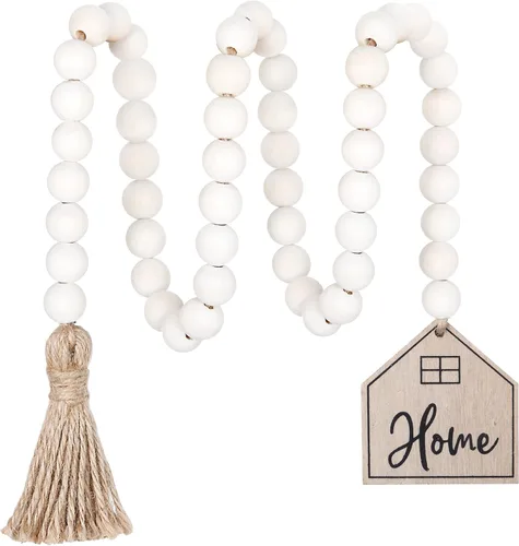 Vista 8 de Meplait Hello - Guirnalda de cuentas de madera, cuentas decorativas de 38 Natural & Hello