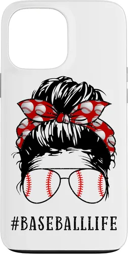 Vista 24 de Mom Messy Hair Bun Aviators Glasses Baseball Mother Life Case for iPhone 17
