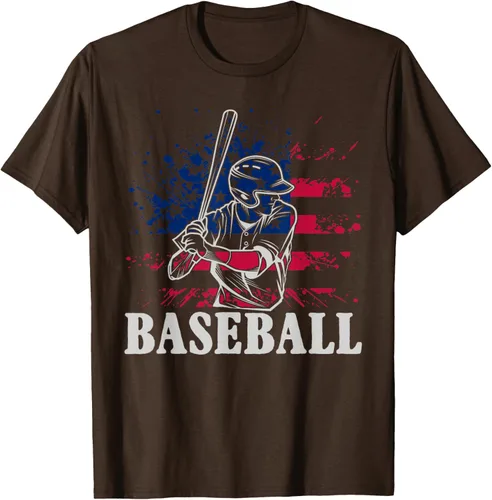 Vista 8 de Camiseta de béisbol deportiva estadounidense con bandera estadounidense, Negro, S