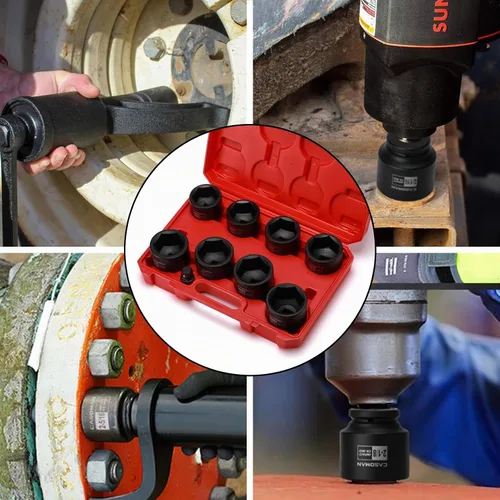 Vista 7 de CASOMAN 9 piezas 3/4" unidad de eje profundo tuerca de eje impacto enchufe set, incluye adaptador de 1/2" a 3/4", 6 puntos, CR-MO, 2-1/16" a 2-1/2