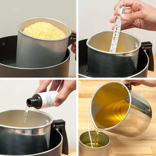 Vista 6 de EricX Light - Olla para hacer velas, 2 libras, olla de cera de doble caldera, boquilla de verter sin goteo y mango resistente al calor, diseño