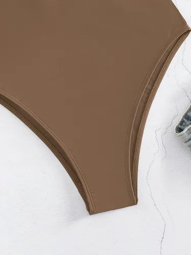 Vista 4 de SOLY HUX Traje de baño sexy de una pieza con cuello en V profundo para mujer