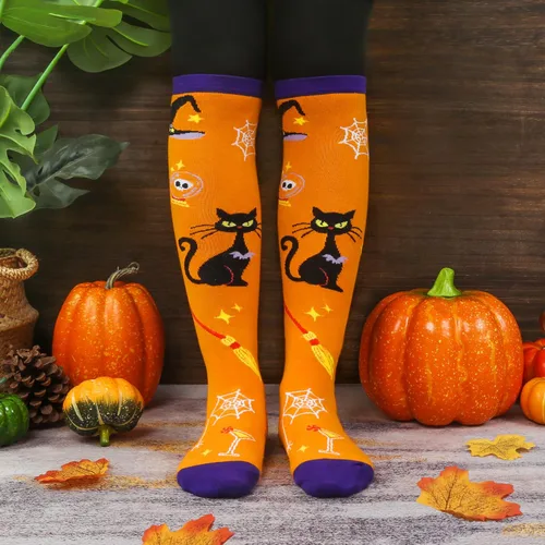 Vista 5 de Dsia Zamur 2 Pack Women Knee High Halloween Novelty Funky Holiday Socks Leg Warmer Stockings for Ladies
