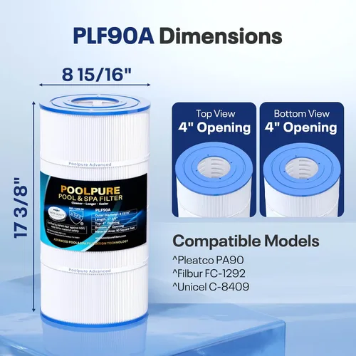 Vista 3 de POOLPURE Filtro de piscina PLF90A reemplaza a Hayward C900, CX900RE, Pleatco PA90, Ultral-B6, Unicel C-8409, Filbur FC-1292, Sta-Rite PXC95, 90 pies