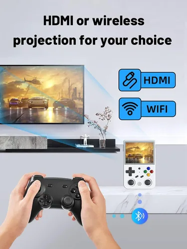 Vista 7 de RG353V Handheld Game Console 3.5 Inch IPS Screen 640*480 High Resolution CPU RK3566 Quad-Core OS Android 11, Linux 2G64G+16G 3200mAh Battery(White)