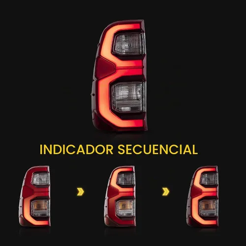 Vista 3 de VLAND Conjunto de luces traseras para Toyota Hilux 2015-2020 Base, Chasis, Doble Cab, SR, DLX (no para Tonka), lámpara trasera con DRL, señal