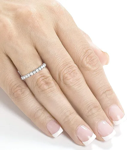 Vista 4 de Kobelli Diamond Comfort Fit Llama Francesa pavimentación de 12 quilates (ctw) en oro blanco de 14 K