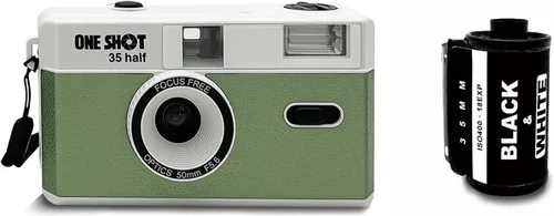 Vista 12 de 1 Shot Point and Shoot - Cámara de película de 35mm, cámara retro reutilizable de medio marco, flash integrado, incluye un rollo de película ASA/ISO