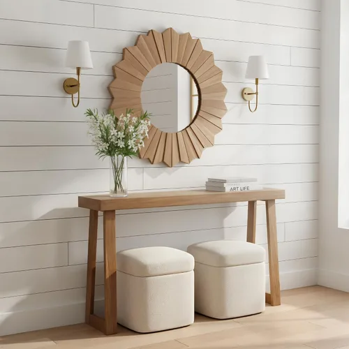 Vista 8 de Plank+Beam Mesa consola de madera maciza, 36 pulgadas, mesa de sofá, mesa de entrada estrecha para pasillo, detrás del sofá, sala de estar, Negro