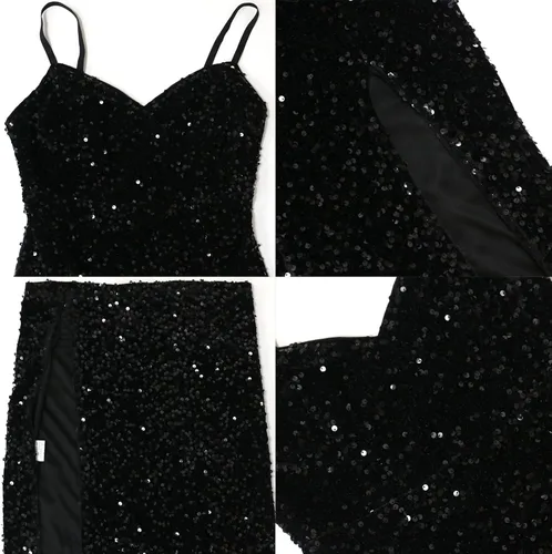 Vista 5 de Vestido largo de cóctel de noche sin mangas con hombros descubiertos para mujer