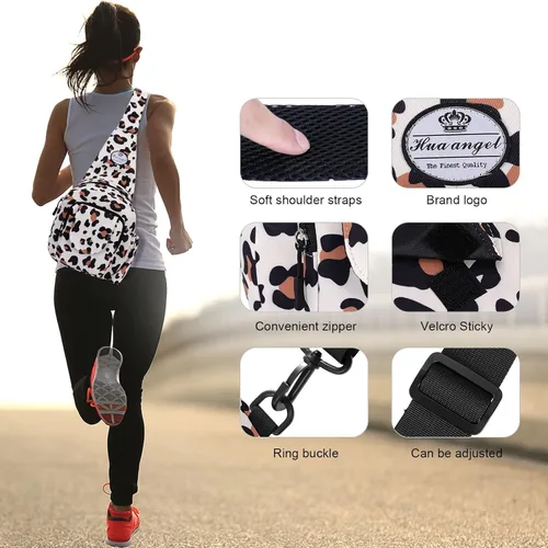 Vista 3 de HUA ANGEL Bolso bandolera floral - Mochila cruzada pequeña para hombres y mujeres, senderismo, caminar, viajes, mini bolsa de pecho