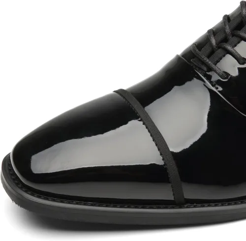 Vista 5 de Tuxedo Shoes Patent Leather Wedding Shoes for Men Cap Toe Lace up Formal Business Oxford Shoes