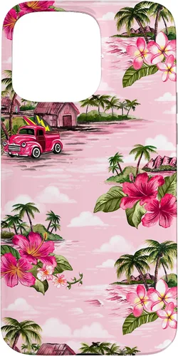 Vista 30 de Funda para iPhone 11 Tropical Hibiscus Island Palm Tree Rockabilly Surfer Beach