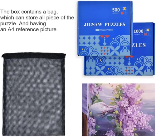 Vista 7 de Purple Flower Jigsaw Puzzles 500 Pieces for Adults with Mesh Storage Bag 2011817