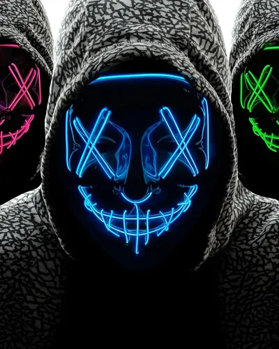 Vista 2 de Disfraz de Halloween, Fiesta Máscara de Miedo LED, Ilumina Máscaras, talla única