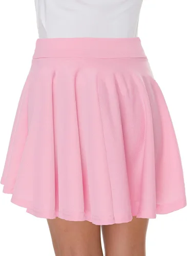 Vista 7 de Afibi - Falda estilo skater corta, acampanada y plisada para niñas con estilo casual y cintura elástica