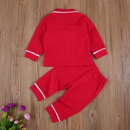 Vista 6 de Conjunto de pijama de manga larga con botones para niña pequeña, conjunto de ropa de dormir