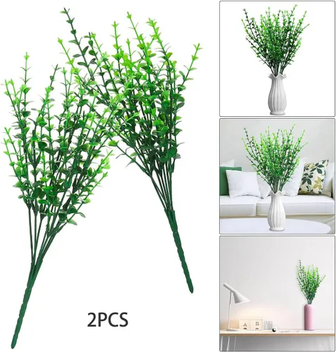 Vista 5 de 2 plantas artificiales de vegetación artificial, plantas artificiales de plástico, arbustos, vegetación, resistentes a los rayos UV, plantas