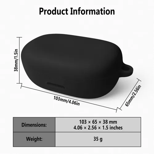 Vista 3 de Geiomoo Funda de silicona para JBL Endurance Peak 3, JBL Endurance Peak II, funda protectora con mosquetón (negro)