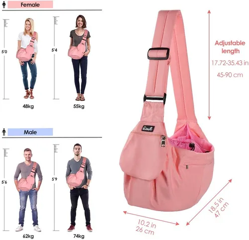 Vista 7 de Lukovee Transportador de Cabestrillo para Perros, Soporte Inferior Rígido y Correa de Hombro Acolchada Suave Ajustable, Cabestrillos para Perros