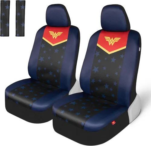 Vista 15 de BDK Warner Bros DC Comics Batman - Fundas de asiento delantero y almohadillas para cinturón de seguridad, ajuste universal para camiones, SUV