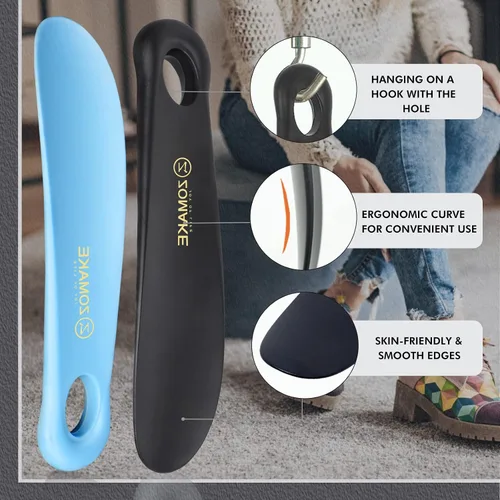 Vista 4 de ZOMAKE Bocina de plástico para zapatos, bocinas de viaje para hombres, mujeres, personas mayores y niños - Cuchara para zapatos - Ayudante