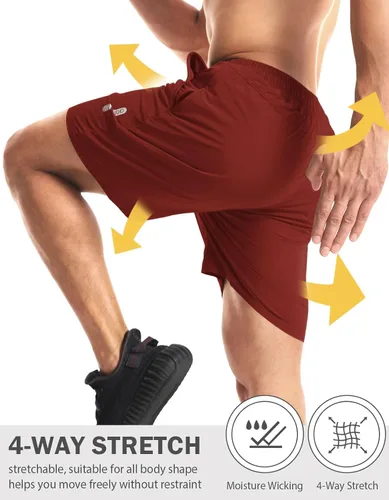 Vista 4 de Aolesy Pantalones cortos de entrenamiento para hombre de 7 pulgadas, pantalones cortos deportivos de secado rápido, ligeros, con bolsillos