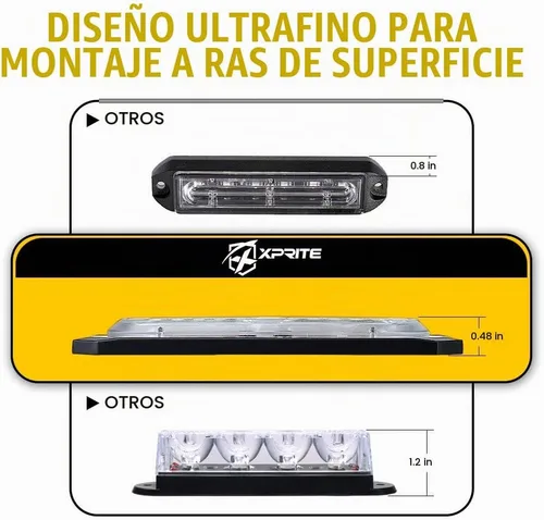 Vista 2 de Xprite Kit de luces estroboscópicas LED ámbar para montaje en superficie, parrilla de parrilla lateral, luz intermitente de advertencia