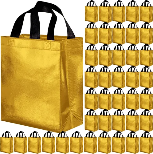 Vista 19 de BLEWINDZ 100 bolsas de regalo reutilizables medianas con asas - Ideales para obsequios de fiestas y bolsas de compras (10 colores)