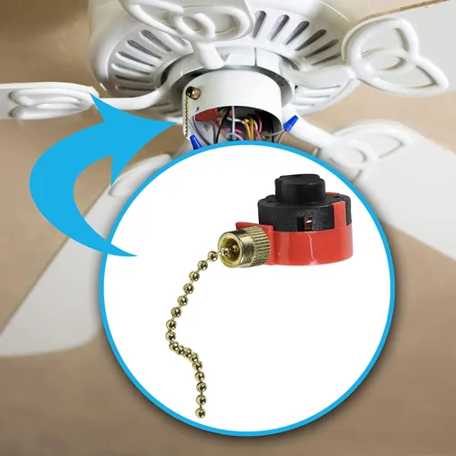 Vista 4 de HQRP Interruptor de 3 velocidades de 4 cables compatible con Hunter, Hampton Bay, Harbor Breeze, Westinghouse - Interruptor de cadena de tracción