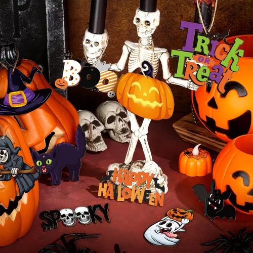 Vista 2 de Gerrii 40 adornos para árbol de Halloween con cuerda, estilo clásico