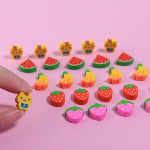 Vista 3 de Mini borradores para niños a granel, 300 piezas de borradores pequeños y divertidos de frutas de animales