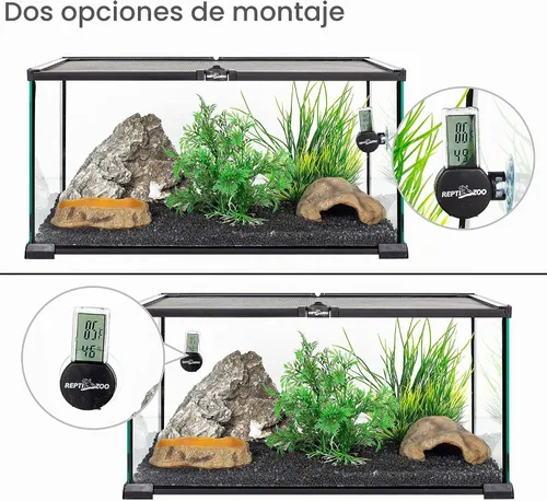 Vista 5 de REPTI ZOO Termómetro de terrario de reptiles, higrómetro, pantalla digital, caja de crianza de mascotas, termómetro de tanque de reptiles