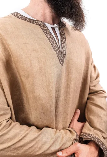 Vista 3 de Norse Tradesman Medieval Tunic - 350 GSM Linen Fabric - Premium Quality Viking Reenactment Attire