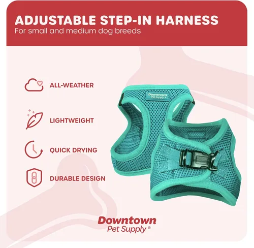 Vista 191 de Downtown Pet Supply Arnés para perro Step-in – Sin tirones, malla acolchada ajustable con ribete reflectante, correa de hebilla segura – Arnés