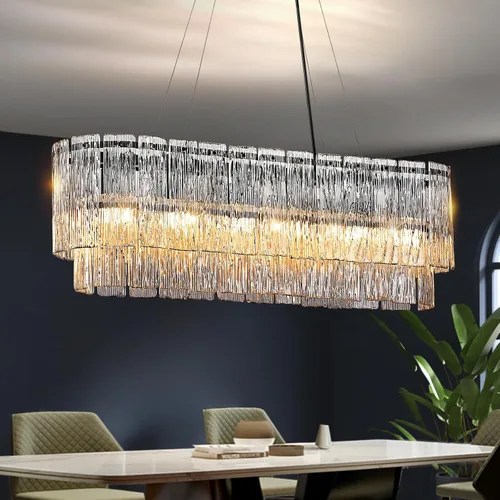 Vista 14 de CATINER Candelabro de cristal de 20 pulgadas, moderno, 6 luces, lámparas de tambor dorado, iluminación colgante de techo de lujo para entrada