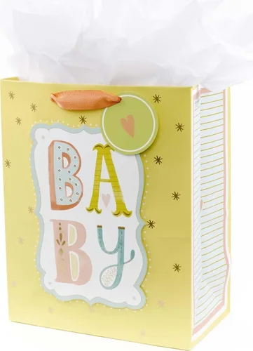 Vista 9 de Hallmark Bolsa de regalo para bebé mediana de 9 pulgadas con papel de seda (llave en gris)