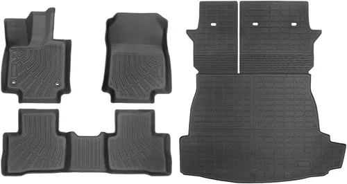 Vista 9 de Alfombrillas actualizadas para Toyota RAV4 2025-2019 y RAV4 Hybrid+placas para umbral de puerta, 9 piezas, revestimientos de suelo TPE + alfombrilla