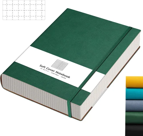 Vista 20 de AHGXG Cuaderno de papel cuadriculado - Cuaderno de papel de cuadrícula tamaño A4 grande 8.5''×11'', 320 páginas de diario grueso, papel cuadriculado