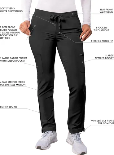 Vista 3 de Adar Addition Scrubs para mujer - Pantalones ajustados de yoga con cordón, para mujer