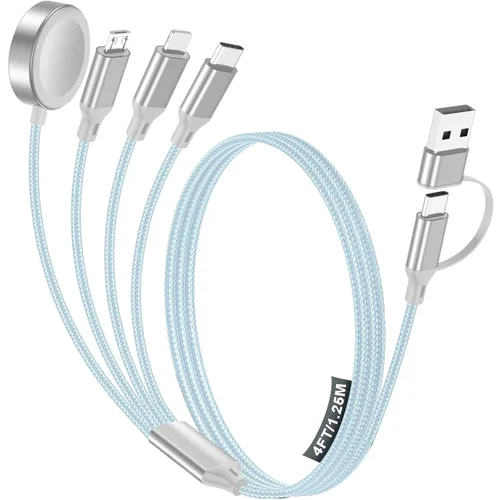 Vista 9 de Cable de carga múltiple para cargador de Apple Watch/cargador de iPhone, cable tipo C para iWatch Ultra/10-2/iPhone 17-11/Samsung S25-S20 1-negro