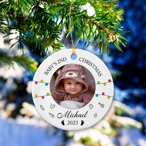 Vista 4 de Foto personalizada para el primer adorno de Navidad del bebé 2026, regalo de recuerdo del bebé, adornos de foto de primera Navidad para bebé