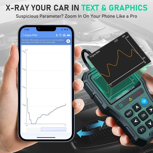 Vista 7 de AMTIFO Herramienta de diagnóstico Bluetooth con escáner OBD2, compatible con iOS/Android, datos en tiempo real, probador de batería, Plug and Play