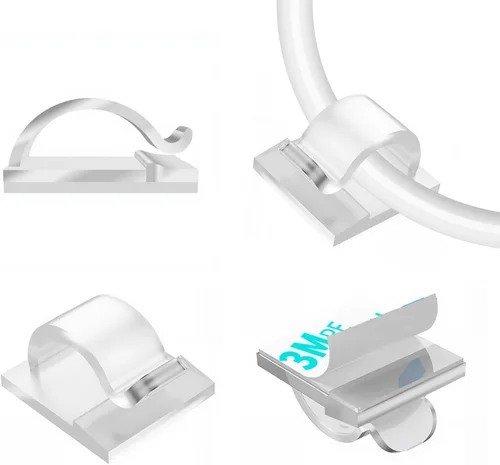 Vista 8 de LinkDocs 30 clips adhesivos para cables, clips de alambre para gestión de cables, abrazaderas de sujeción de cables para automóvil, oficina y hogar
